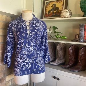 Vintage Bandana Top with Corset Tie